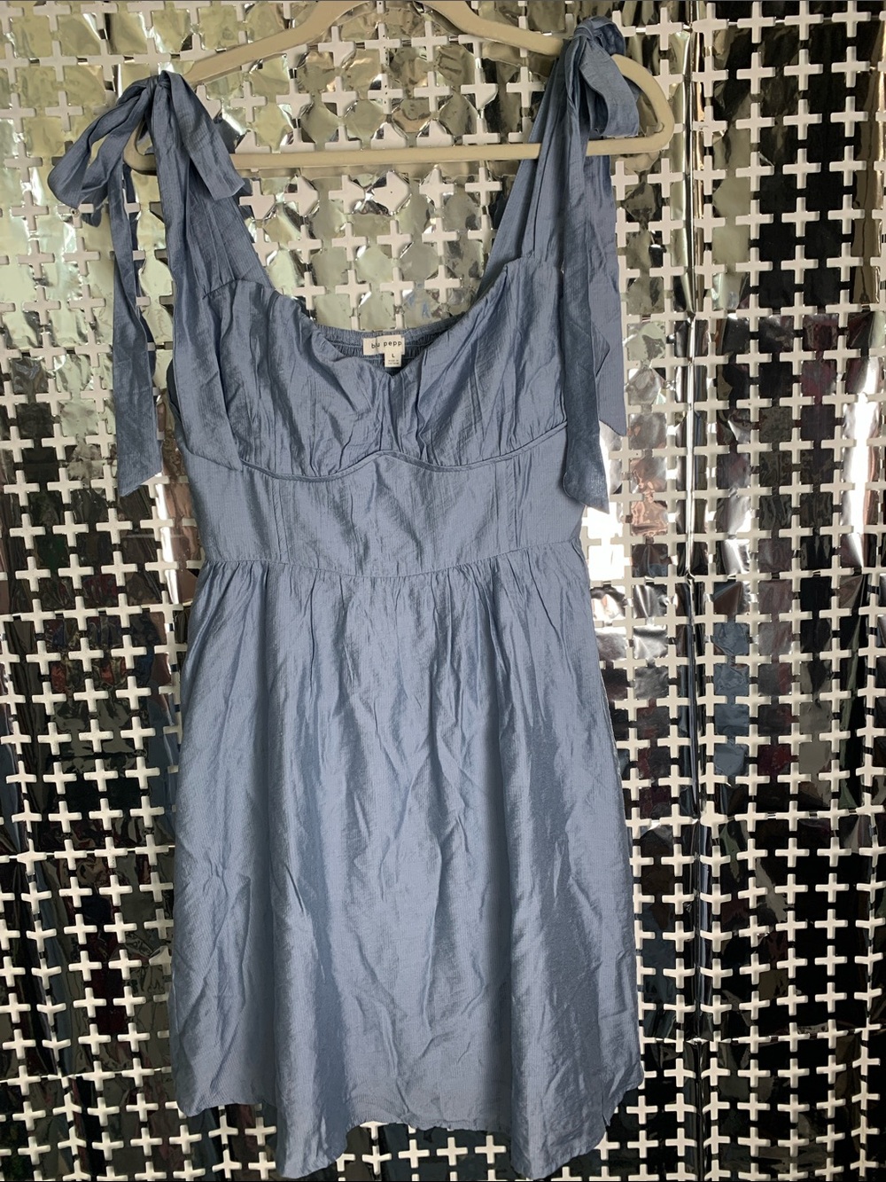 Blu Pepper Light Blue Tie-Strap Mini Dress
